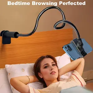 Flexible Phone Stand Rotatable 360°, Universal Desktop and Bedside Clip, Live Streaming Car Holder, Desk Mobile Stand, Bedside Phone Mount