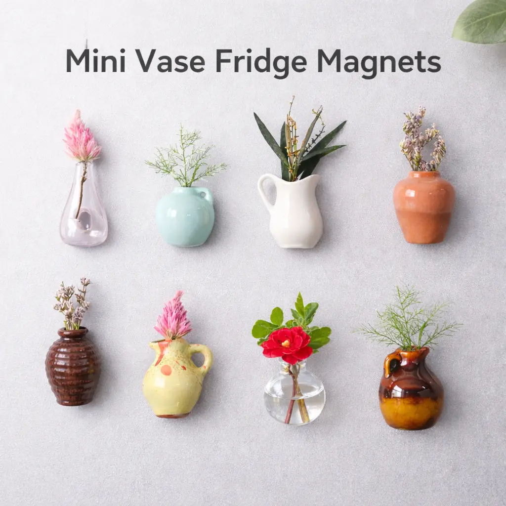 Creative Mini Magnetic Ceramic Flower Vase – DIY Porcelain Insert for Fridge Sticker, Fingertip Decoration &Thoughtful Gift