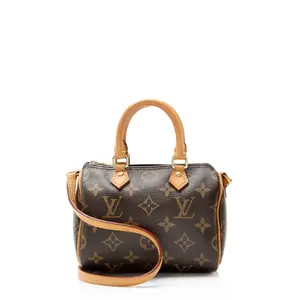 Pre-owned Louis Vuitton Leather Shoulder Bags Monogram Canvas Nano Speedy Satchel