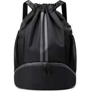 Soccer Bags, Football Backpack, Volleyball Bag, Drawstring Backpack with Ball and Shoe Compartment, Football bags for Equipment Swim Gym Bag