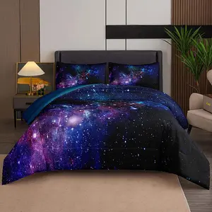 Starry Sky Pattern Comforter Set, 1 Count Comforter & 1/2 Counts Pillowcases without Filler, Soft Comfortable Bedding Set for Home Bedroom Decorative Duvet Cover
