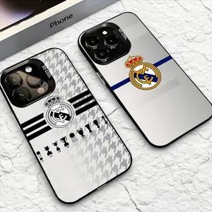 Famous Club R-Real M-Madrid Phone Case For iPhone 17-12 Pro Max, Hollow Laser Aurora Case Iridescent Gradient, Smooth Matte Durable Scratch-Resistant, Anti-Fingerprint Protective Cover, Shimmer Effect, Gift Men Women