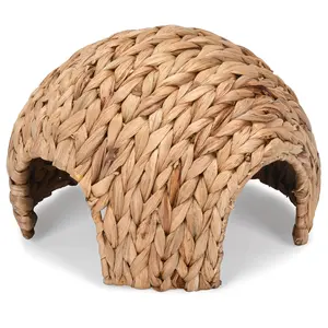 Handwoven Cattail Tunnel for Hamsters Guinea Pigs Rabbits Natural Pet Nest Hideout Toy