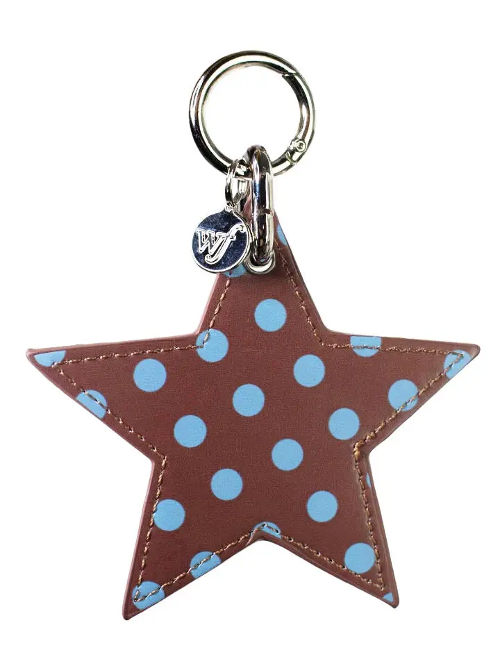 Polka Dot Star Charm | Brown and Blue Bag Accessory