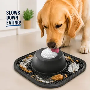Interactive Slow Feeder Dog Bowl for Liquid Treats, Anti-Slip Lick Bowl with Built-in Rolling Ball, Bone Broth & Yogurt Enrichment Feeder for All Breeds Dietary Supplement / Post-op Nutrition
