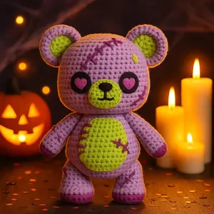 Loppy Puff - Cute Zombie Teddy Bear Amigurumi Crochet | Halloween Plush DIY | Zombie Doll | Crochet Halloween