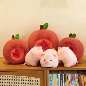 Apple Pig Plush Toy – Greedy Pig Figurine, Removable Doll, Birthday Gift