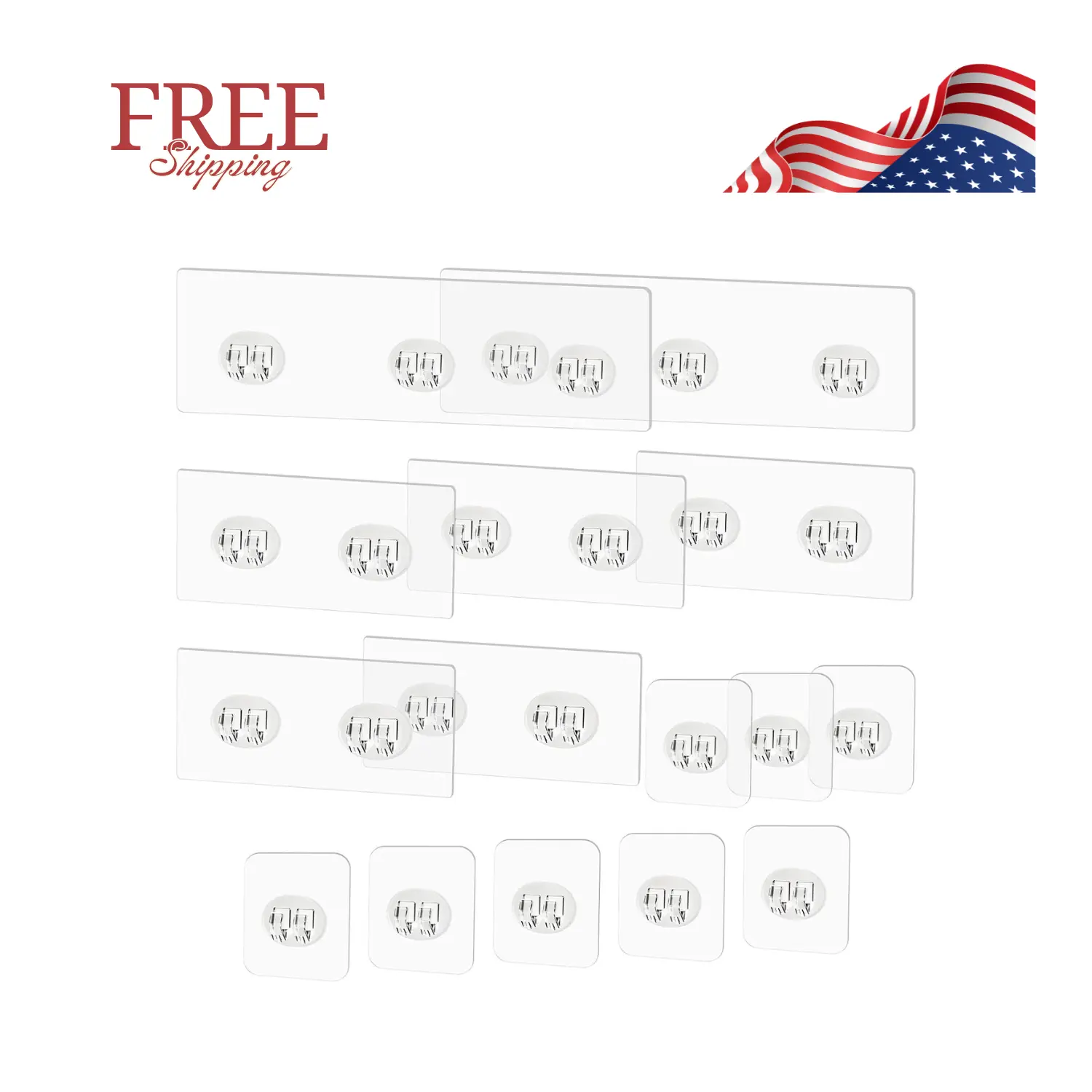 15 Pack Shower Caddy Adhesive Replacement, 3 Sizes Included