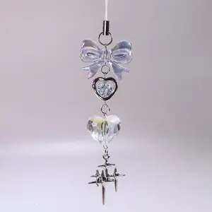 Bow & Heart Charm Phone Chain, 1 Count Resin Phone Hanging Ornament, Short Phone Pendant, Fashion Phone Decoration Accessories for Women & Girls