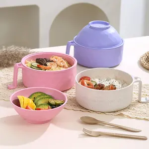 ONESHOW Microwave Ramen Bowl Set 1200ML with Spoon Chopsticks PP Material Dishwasher Safe Eco-Friendly Tableware for Noodles & Salads