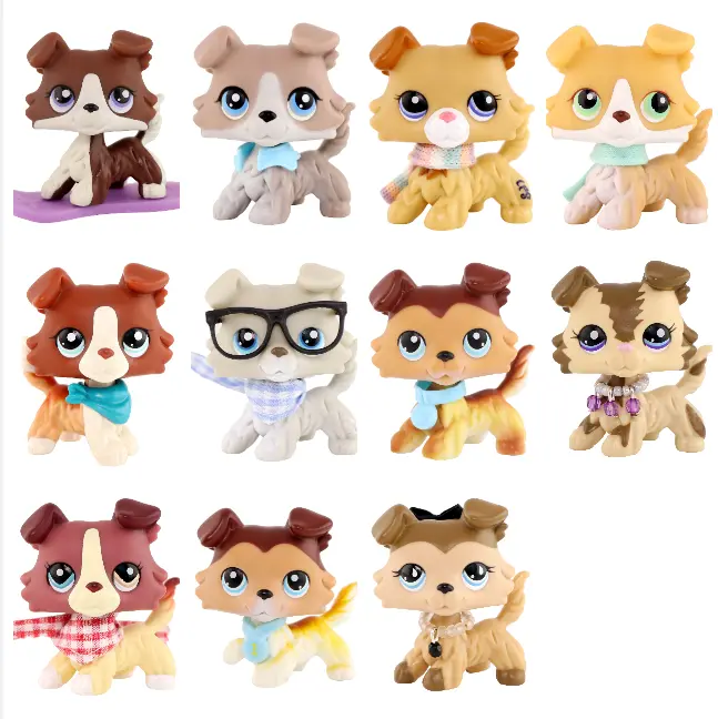 Border Collie Puppy Figurine with Accessories - Collectible Dog Figure Toy, Cute Animal Playset, Mini Pet Cake Topper, Creative Gift for Kids & Collectors