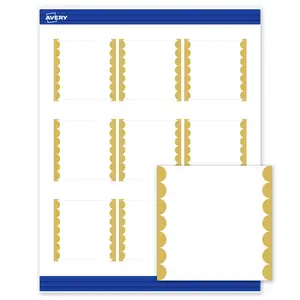 Avery Printable Square Cards, Gold Edge Dots, 2.5" x 2.5", Matte White Square Cards, Laser/Inkjet, 90ct, Great for Business Cards