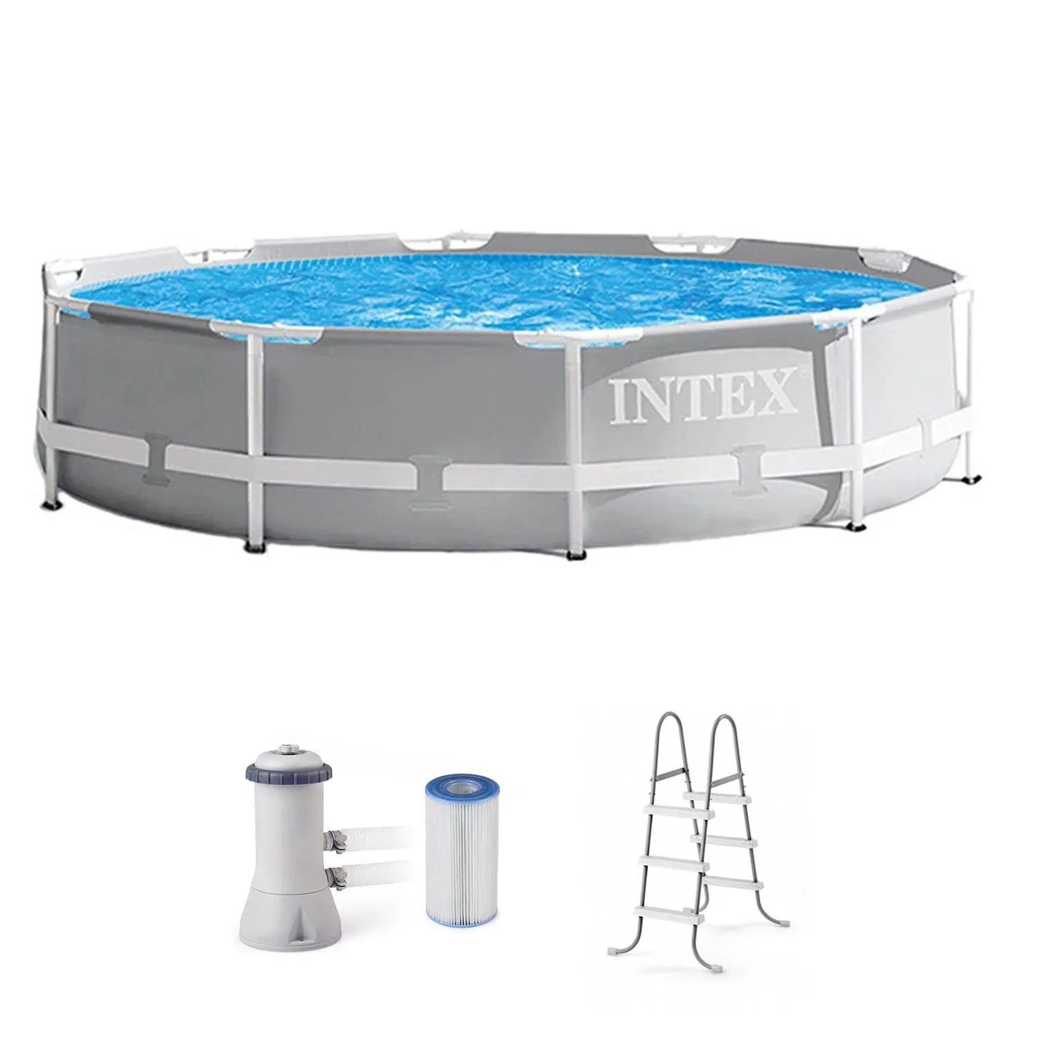 Intex 10' x 30" Above Ground Swimming Pool w/ 330 GPH Filter Pump & Pool Ladder