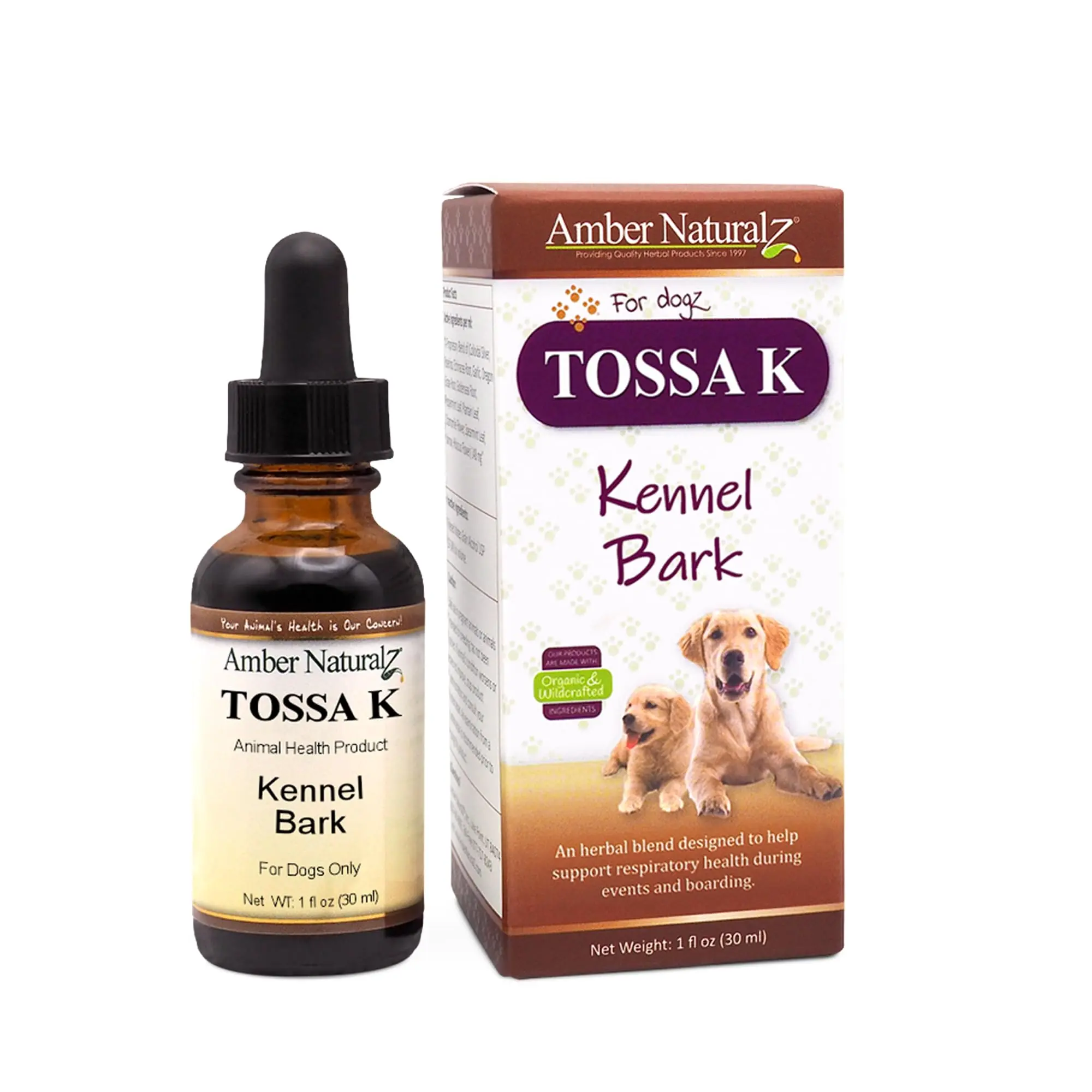 Amber NaturalZ Tossa K Kennel Bark Herbal Supplements for Dogs and Puppies