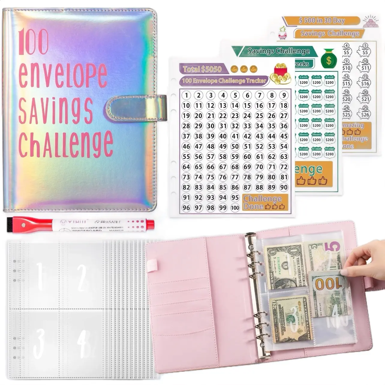 100 envelope challenge PU Leather