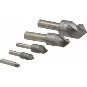 M.A. Ford 5-Piece High Speed Steel Countersink Set, 1/4 to 1" Head Diam, 90° Included Angle, Single End, 3 Flutes (Part No. 92500003), Three Flutes
