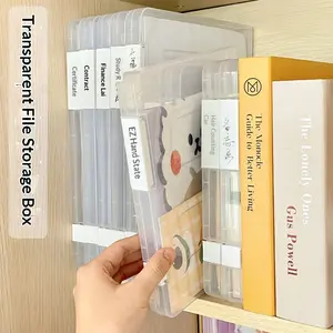 1pc Transparent Plastic File Box, Multi-Layer Portable Waterproof Storage Box, Suitable for Office School Home Use, Document Organizer