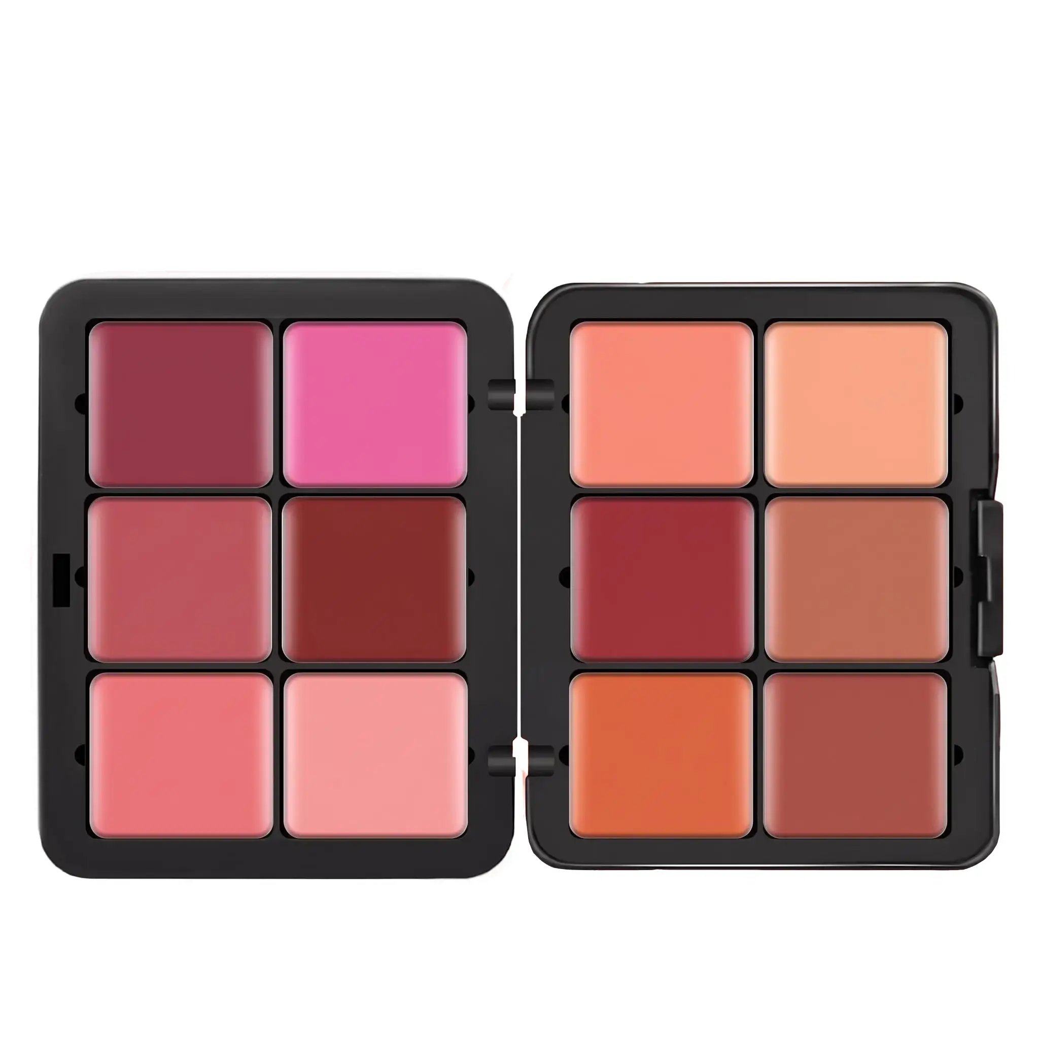 12-Color Cream Blush Cosmetic Palette with Brush, All-in-1 Natural Matte Blendable Cheek Palette, Waterproof Long-Wearing