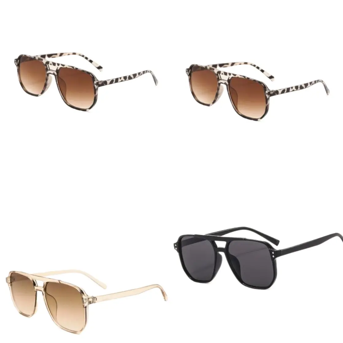 4-Pack Unisex Y2K Aviator Sunglasses – Fashionable Oversized UV400 Protection Shades, Durable Lightweight Streetwear Eyewear for Outdoor Activities, Daily Use, Driving, and Trendy Summer Fashion Accessories