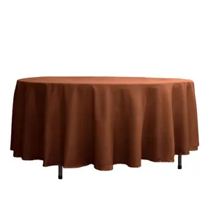 Polyester 108" Round Tablecloth Cinnamon Brown - Wrinkle-Resistant Table Cover