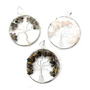 Tree of Life Pendant with Crystal Chips/Beads