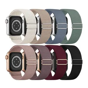 8 Pack Stretchy Nylon Braided Solo Loop Bands for Apple Watch 38mm-49mm, Compatible with iWatch Series 3-10, Elastic Replacement Straps for Men & Women