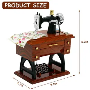 UFORU Adorable Vintage Mini Sewing Machine Music Box, Brown, Cute Desk Decoration Toy Perfect Gift for Kids UFORU Adorable Vintage Mini Sewing Machine Music Box, Brown, Cute Desk Decoration Toy Perfect Gift for Kids