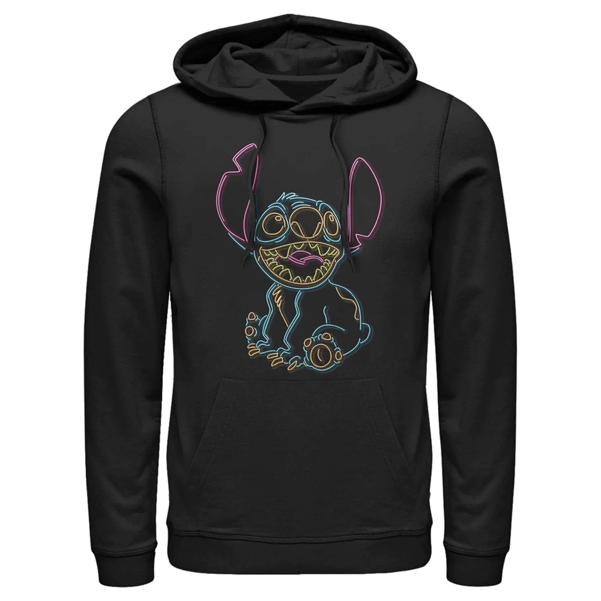 Men's Lilo & Stitch Bright Neon Outline Pull Over Hoodie