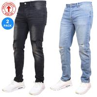 (2-Pack) Black - Medium Wash