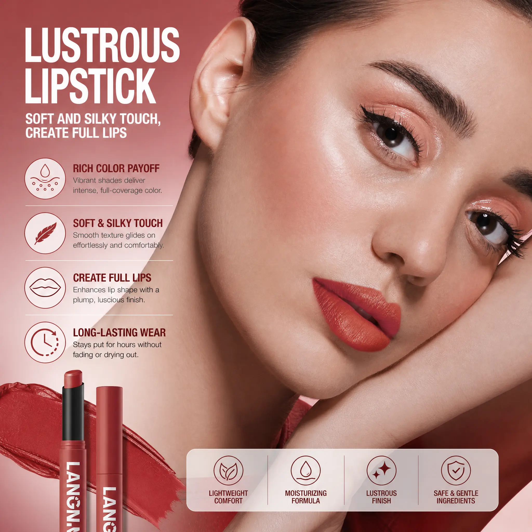 Rotatable Slanted Tip Matte Lipstick Liner Single Stick, Smooth Velvet Matte Lip Pencil, All Day Wear Non Fade Daily Lip Cosmetic summer gloss collection luxury lipgloss labia glow beauty mac pop astral