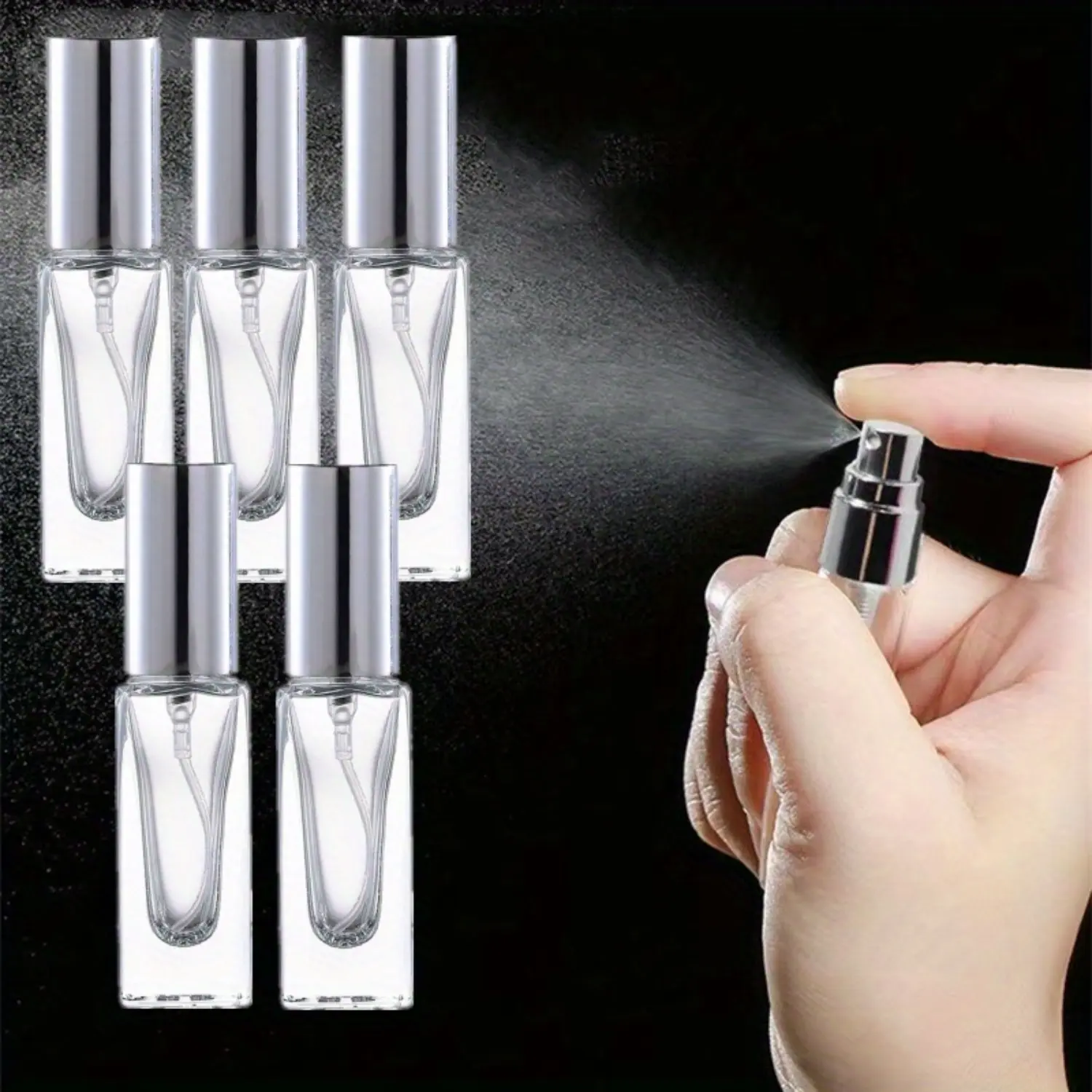 5-Pack Lightweight Cosmetic Travel Perfume Atomizer Set, 20ml Glass Refillable Nozzle Spray Bottles, Leak-Proof Fine Mist Dispenser for Daily Cologne & Fragrance