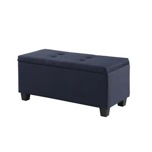 3-in-1 Storage Ottoman Bench Set 1 Bench + 2 Small Ottomans Linen Tufted Design 250LBS Weight Capacity Silent Safety Hinges Lift-Top Hidden Storage 5-Minute Easy Assembly for Living Room Bedroom Entryway