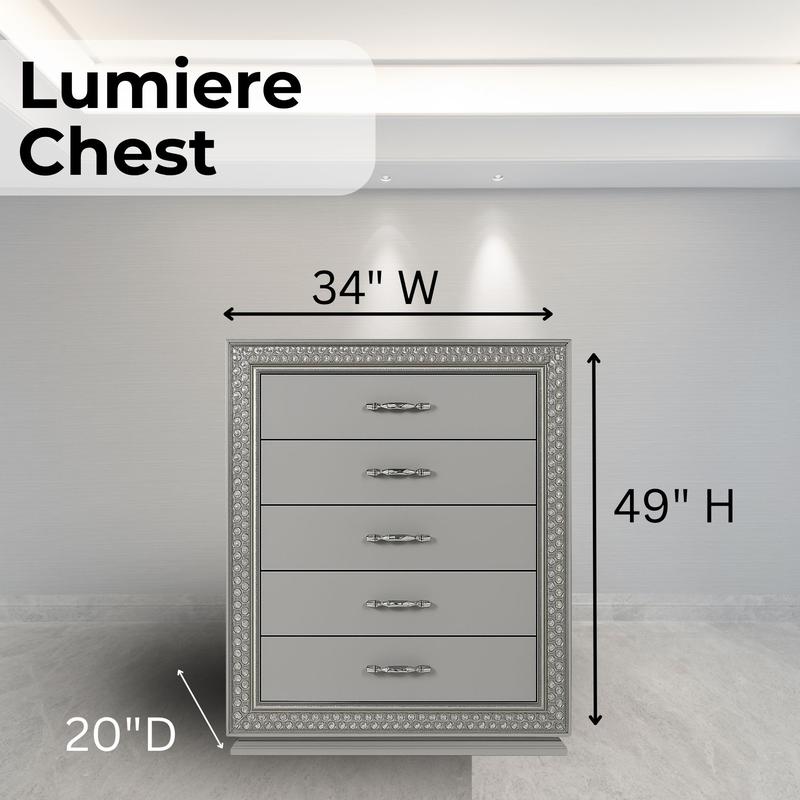 Lumiere Aurora Glam LED Platform Bed Frame or Bedroom Set