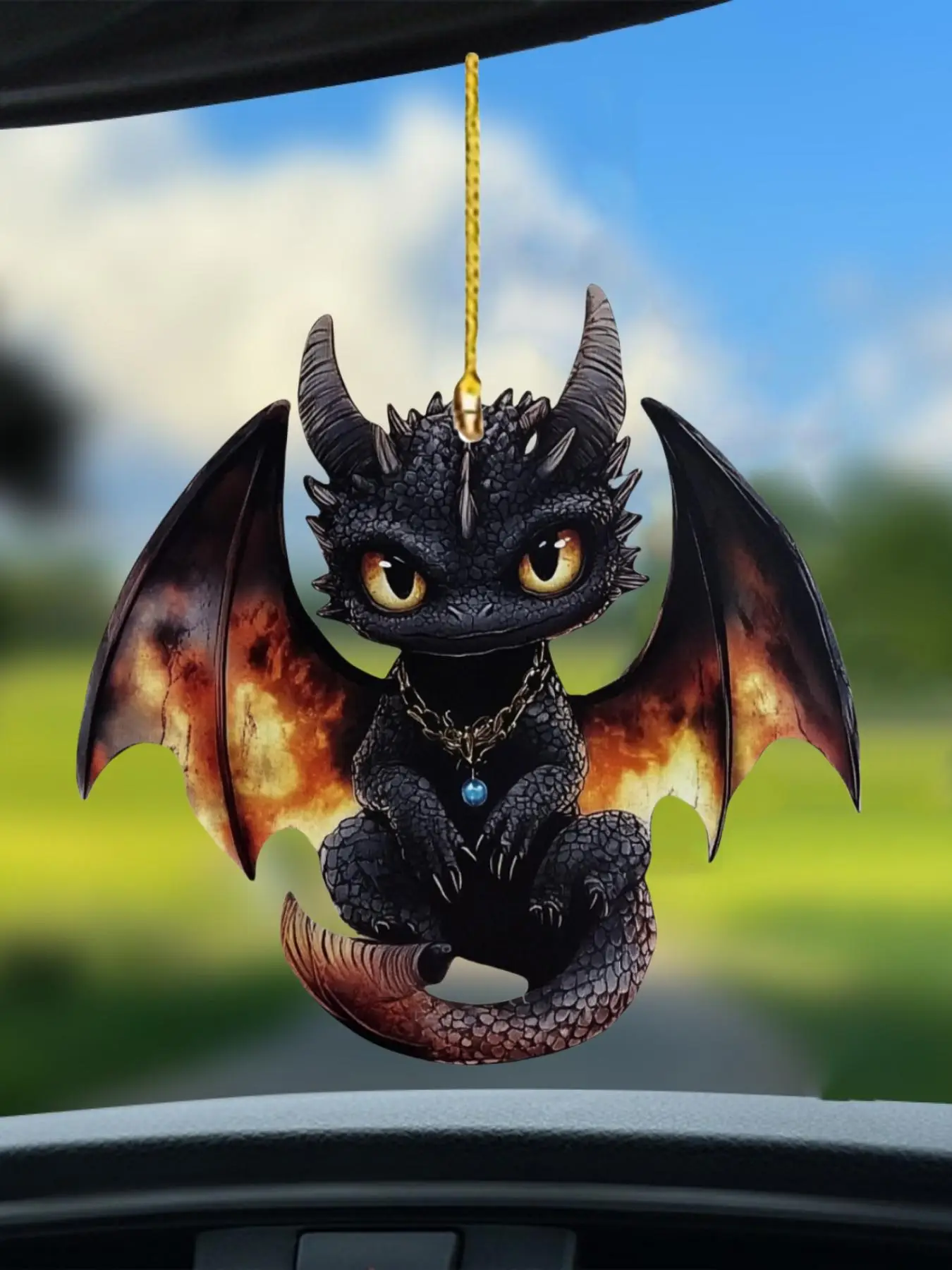 Cartoon Dragon Design Car Rearview Mirror Hanging Ornament, Creative Car Interior Pendant, Universal Bag Decoration Accessories for Women & Men