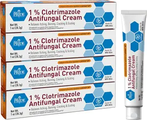 Clotrimazole Antifungal feet Cream 1 Percent Treats Athlete's Foot Jock Itch Ringworm 4 Pack