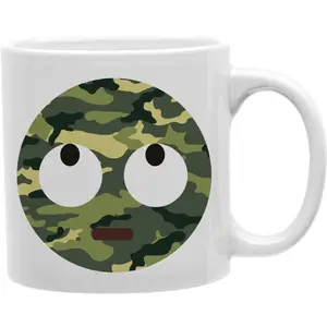 Camo Emoji Eyeroll Face Coffee and Tea Ceramic  Mug 11oz