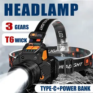 Rechargeable Headlight Headlamp Flashlight,  Strong Light  High Lumens LED Headlamp XHP160 Bright, 3 Modes Headlamp Outdoor Fishing, Running, Hunting, Camping, Hiking Zoomable Headlamp 1PC Multipurpose Rechargeable