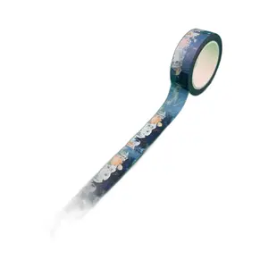 Coastal Drift Washi Tape — Moody Abstract Seascape in Navy, Slate & Sand