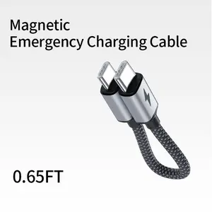 Magnetic charging cable, emergency short cable, Type‑C connector, compatible with iPhone, Samsung, and Huawei series phones, designed for power banks, new model, portable iPhone charger, dedicated charging cable for power banks