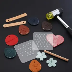 3pcs/set  Handmade Leather Printing Stamping Tool Handcraft Printing Tool, Leather Lettering Punch Translucent Leather Goods Printing Tool Movable Type Copper Mold