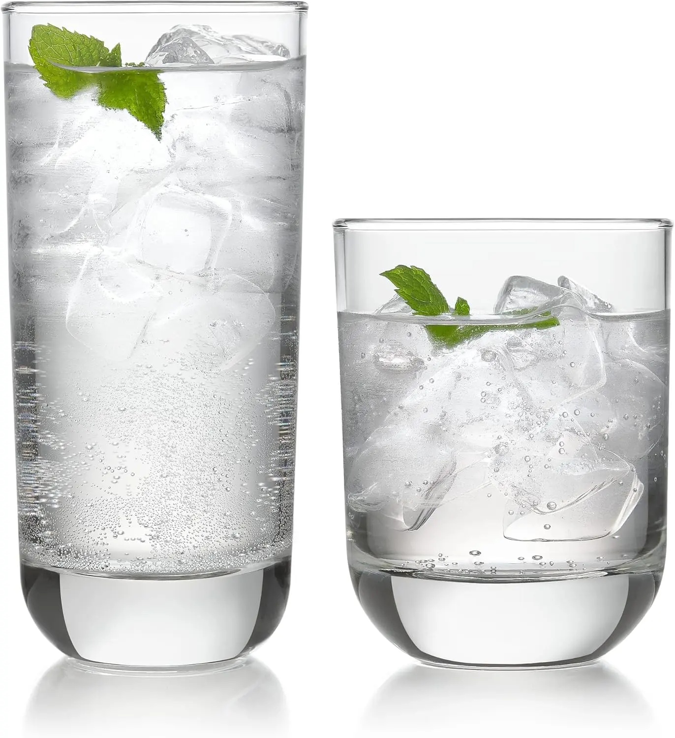 Libbey Drinking Glasses Polaris Tumbler and Rocks Set of 16, Clear, Sturdy Drinkware Glasses Set, Kitchen Glassware for Cocktails, Soda, and More