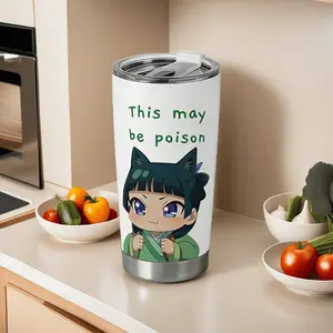 20oz “This May Be Poison” Cute Anime-Style Tumbler – Funny Otaku Humor Insulated Cup | Gift for Anime Fans, Friends & Coworkers