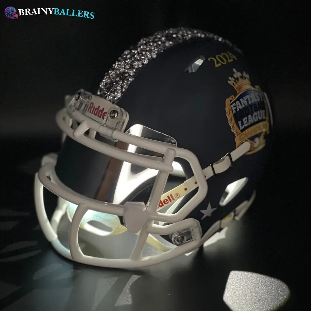 White LED Light Up 2024 Fantasy Football Championship Mini Helmet Trophy