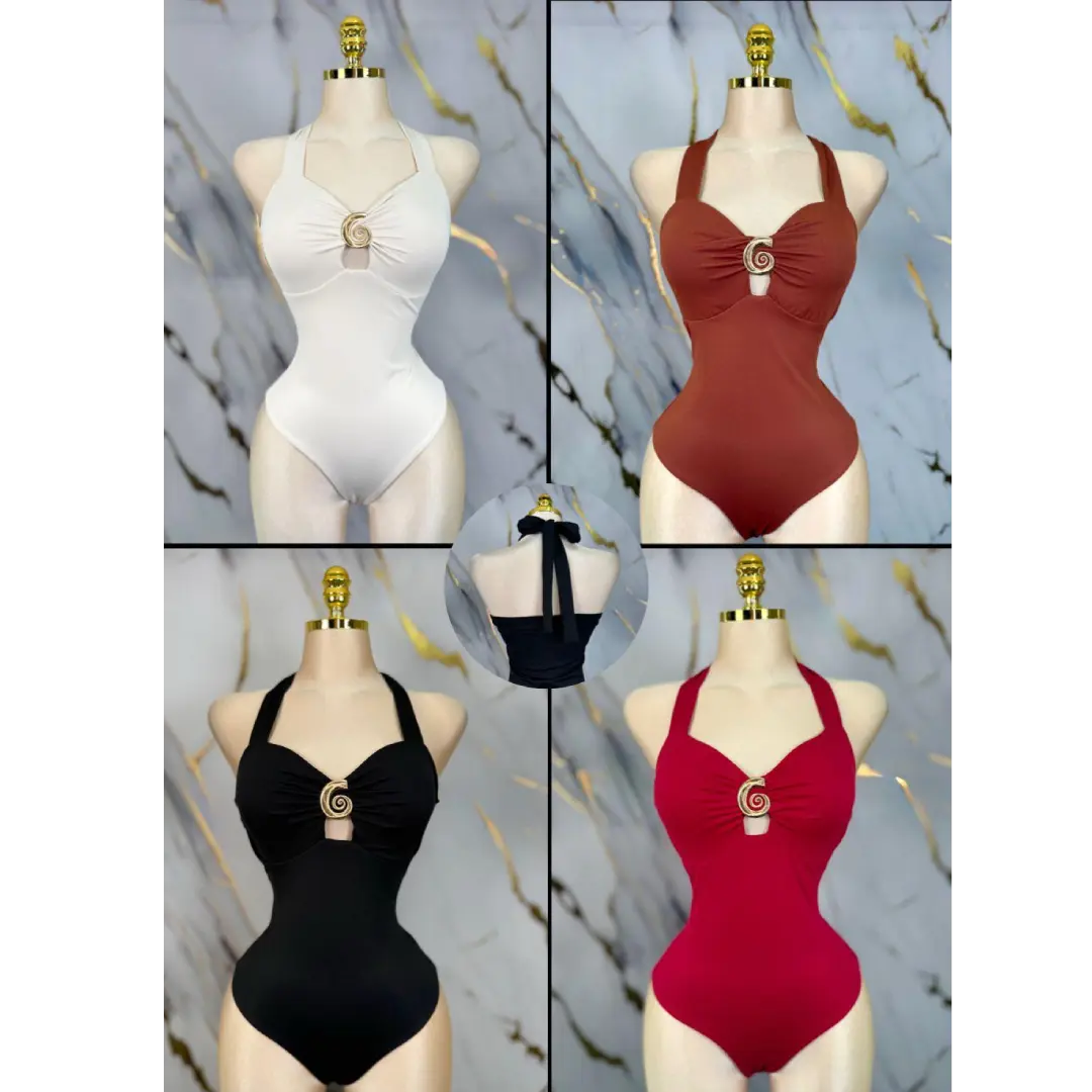 Halter Neck Bodysuit - Available in White, Red, Black & Gold Color Options for Stylish Wear