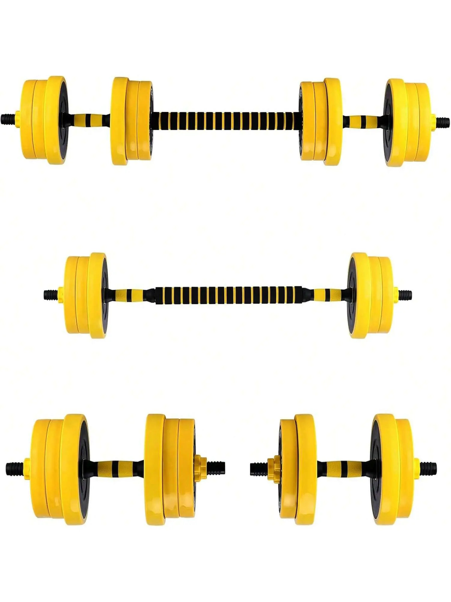 Yellow-33Lb Dumbbell Sets Adjustable Weights, 33 Lb Free Weights Dumbbells Set For Home Gym Adjustable Weights Set For Home Gym, 33 Lb 2-In-1 Adjustable Dumbbell Set With Foam Handles