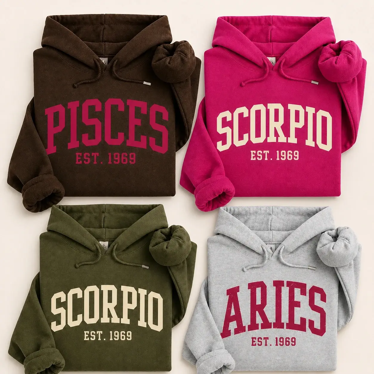 [Custom EST Year or Not EST] Personalized Zodiac Sign Sweatshirt, Custom Choose Your Horoscope Sign, Vintage College Astrology Shirt, Birthday Zodiac Gift for Women