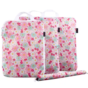 Compression Packing Cubes for travel, 4 Set Travel Packing Cubes for Suitcases, Compression Suitcase Organizers Bag Set & Travel Cubes for Luggage, Lightweight Packing Organizers White Opal