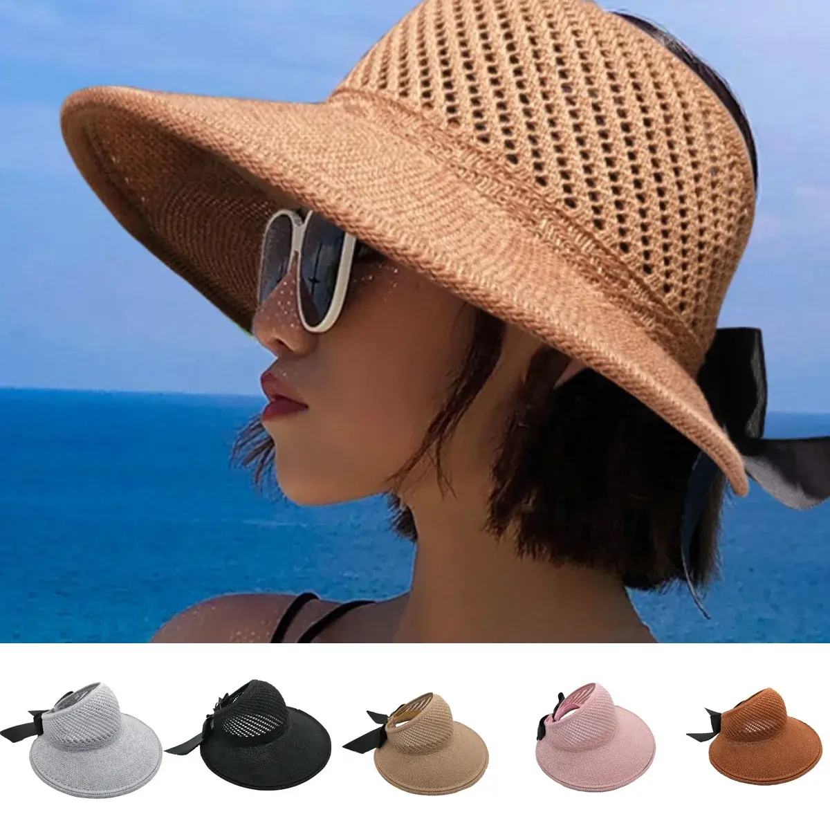 Travelwant Sun Visors for Women Wide Brim Straw Hat Women 