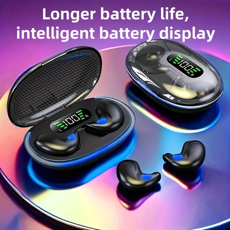 X55 TWS Bluetooth Mini Invisible In-Ear Wireless Earbuds – Electronic Headset with Non-Type C USB Charging, Microphone, HD Calls, Noise Reduction, Waterproof, Long Battery Life, Intelligent Display for Phones/Tablets, Sports Use