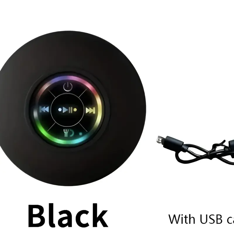 Waterproof Bluetooth Shower Speaker with LED Lights, IPX4 Portable Mini Speaker for Bathroom, Beach, Girlfriend Gift Travel and Home Environments - USB Rechargeable, Boyfriend Gift Provides Hands-Free Audio for Smartphones and Tablets